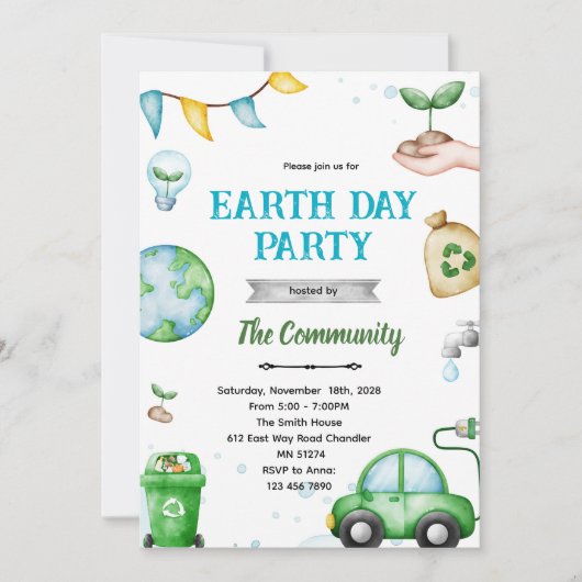 Earth day theme invitation einladung (Vorderseite)