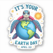 Earth Day Turtle Design April 22 For Nature Lovers Aufkleber (Vorderseite)