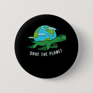 Earth Day Turtle Lover Ocean Save Recycle Planet Button