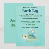 Earth Day Turtle with Globe Einladung (Vorne/Hinten)
