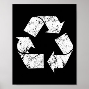 Earth Day Vintag White Recyceln Symbol Poster