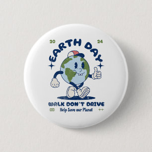 Earth Day Walk Fahr keine Illustration des Cartoon Button