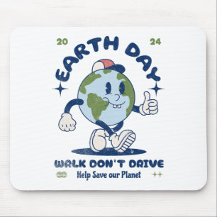 Earth Day Walk Fahr keine Illustration des Cartoon Mousepad