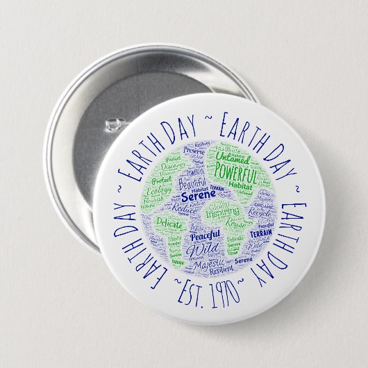 Earth Day Word Art Button (Vorne & Hinten)