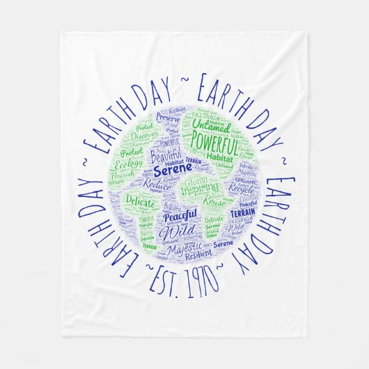 Earth Day Word Art Fleecedecke (Vorderseite)