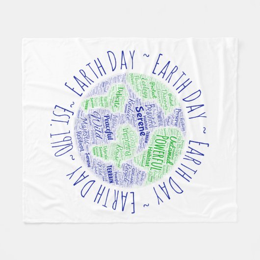 Earth Day Word Art Fleecedecke (Vorderseite (Horizontal))