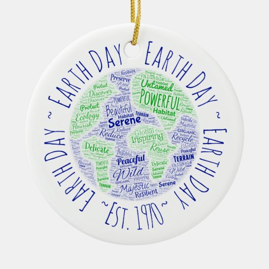 Earth Day Word Art Keramik Ornament (Vorne)