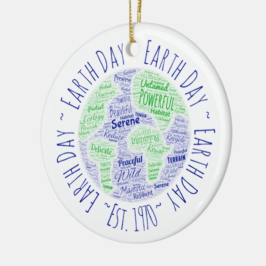 Earth Day Word Art Keramik Ornament (Links)
