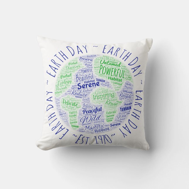 Earth Day Word Art Kissen (Vorderseite)