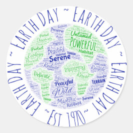 Earth Day Word Art Runder Aufkleber