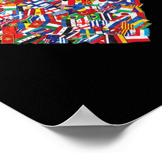 Earth Day World Alle Länder Flaggen im Herzen von Poster (Ecke)