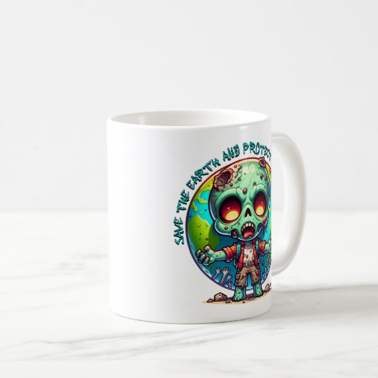 Earth Day Zombie Kaffeetasse (VorderseiteRechts)