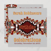 Earth Extravagant Lace Burgundy Gold Einladung (Vorne/Hinten)