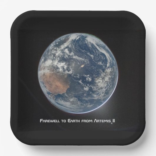 Earth From Artemis II Pappteller (Vorderseite)
