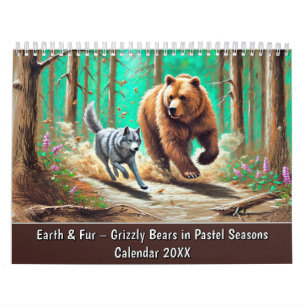 Earth & Fur – Grizzlybären in Pastell-Jahreszeiten Kalender