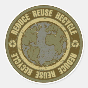 Earth Gerecycelt Grunge Runder Aufkleber