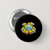 Earth Globe Bee Kawaii Bees Button (Vorne & Hinten)