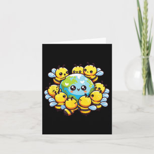 Earth Globe Bee Kawaii Bees Karte