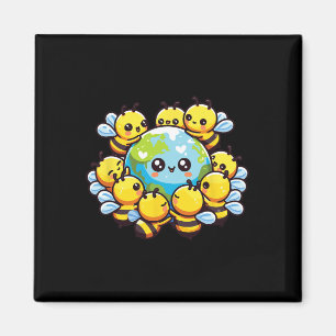 Earth Globe Bee Kawaii Bees Magnet