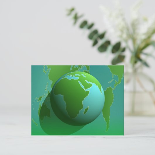 Earth Globe Postkarte (Stehend Vorderseite)