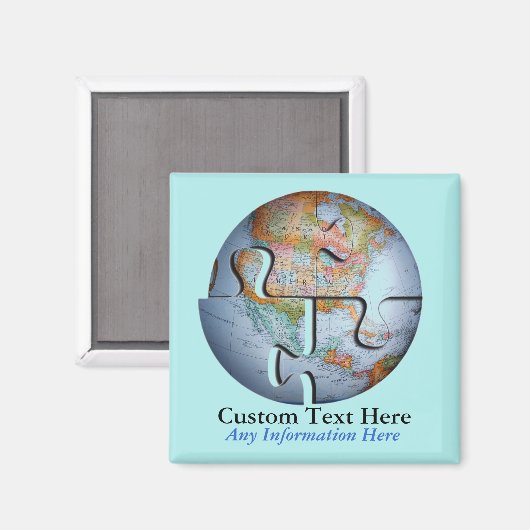 Earth Globe Puzzle Magnet (Vorderseite/Rückseite)