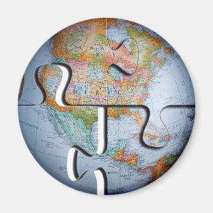 Earth Globe Puzzle Magnet