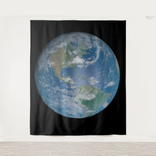 Earth globe with photo taken from space wandteppich