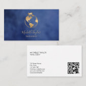 Earth Globe Word Map Reisebüro Agent QR Code Visitenkarte (Vorne/Hinten)