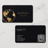 Earth Globe Word Map Reisebüro Agent QR Code Visitenkarte (Vorne/Hinten)
