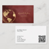 Earth Globe Word Map Reisebüro Agent QR Code Visitenkarte (Vorne/Hinten)