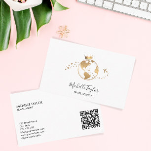 Earth Globe Word Map Reisebüro Agent QR Code Visitenkarte