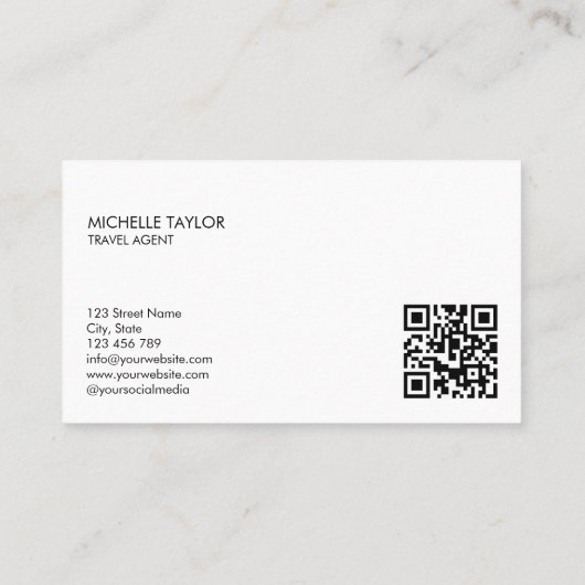 Earth Globe Word Map Reisebüro Agent QR Code Visitenkarte (Rückseite)