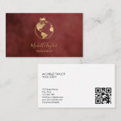 Earth Globe Word Map Reisebüro Agent QR Code Visitenkarte (Vorne/Hinten)