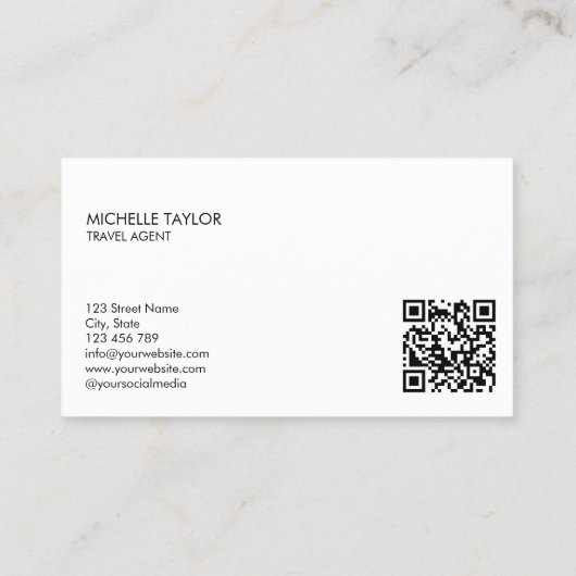 Earth Globe Word Map Reisebüro Agent QR Code Visitenkarte (Rückseite)