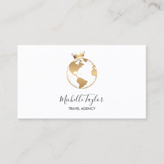 Earth Globe Word Map Reisebüro Agent QR Code Visitenkarte (Vorderseite)