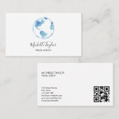 Earth Globe Word Map Reisebüro Agent QR Code Visitenkarte (Vorne/Hinten)