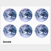 Earth Globe World Blue Runder Aufkleber (Blatt)