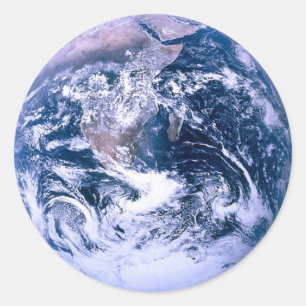 Earth Globe World Blue Runder Aufkleber