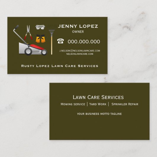 Earth Green Lawncare Business Card Visitenkarte (Vorne/Hinten)