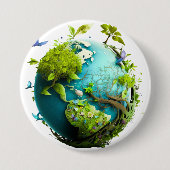 Earth Green "Rett Nature" - Öko Friendly Awareness Button (Vorderseite)