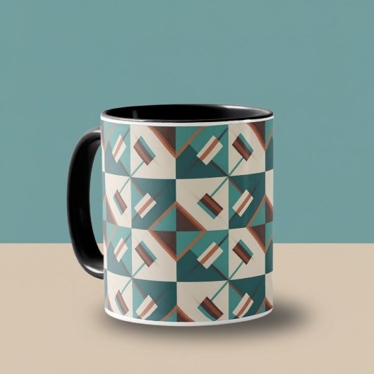 Earth Grid Teal and Brown  Tasse