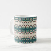 Earth Grid Teal and Brown Tote Kaffeetasse (Vorderseite Links)