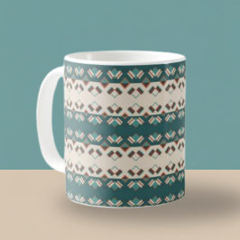 Earth Grid Teal and Brown Tote Kaffeetasse