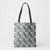 Earth Grid Teal and Brown Tote Tasche (Vorderseite)