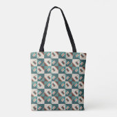 Earth Grid Teal and Brown Tote Tasche (Rückseite)