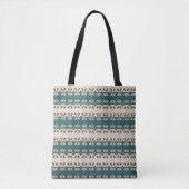 Earth Grid Teal and Brown Tote Tasche (Vorderseite)