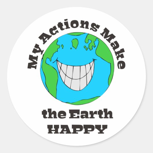 Earth Happy Runder Aufkleber (Vorderseite)