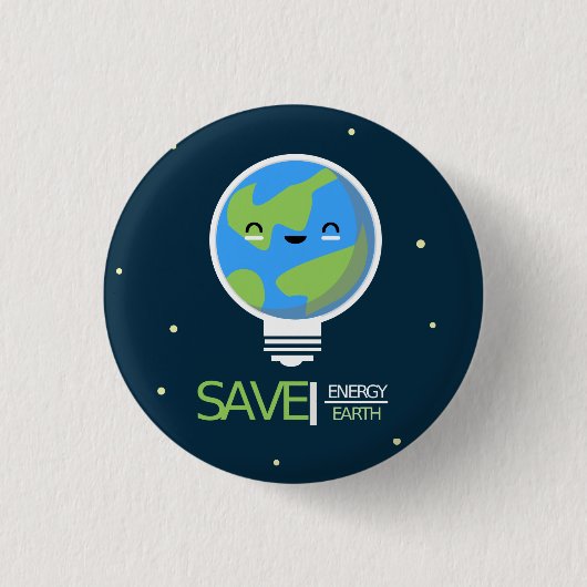 Earth Hour Rett Energy Lightbulle Button (Vorderseite)
