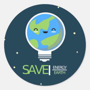 Earth Hour Rett Energy Lightbulle Runder Aufkleber