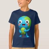 Earth Hugging Tree T-Shirt Cute Planet (Vorderseite)
